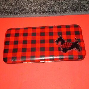 RED AND BLACK CHECKERED BOARD KRISTINE "THE SKINNY" 8" INCH WALLET